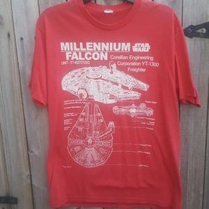 Star Wars millennium falcon t-shirt.